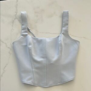 Blue Fitted Bustier Tank Top